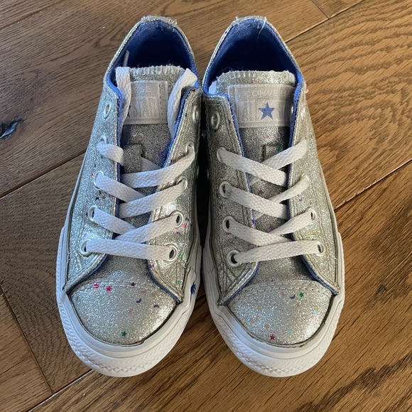 Girls Converse Sneakers with Shimmer Colored Stars EUC US 12 - Picture 5 of 15